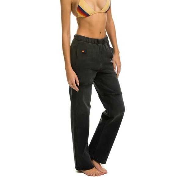 Aviator Nation Mid Rise Rancher Relaxed Fit Jeans Vintage Black Slouchy Size L - Picture 1 of 11